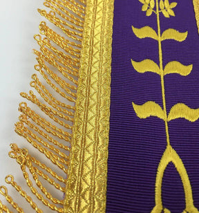 Past Master Blue Lodge Apron - White & Purple with Gold Fringe - Bricks Masons
