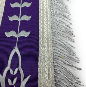 Past Master Blue Lodge Apron - White & Purple with Silver Embroidery - Bricks Masons
