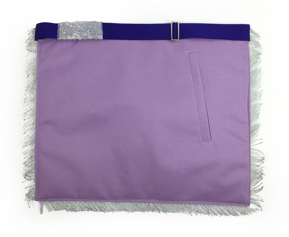 Past Master Blue Lodge Apron - White & Purple with Silver Machine Embroidery - Bricks Masons