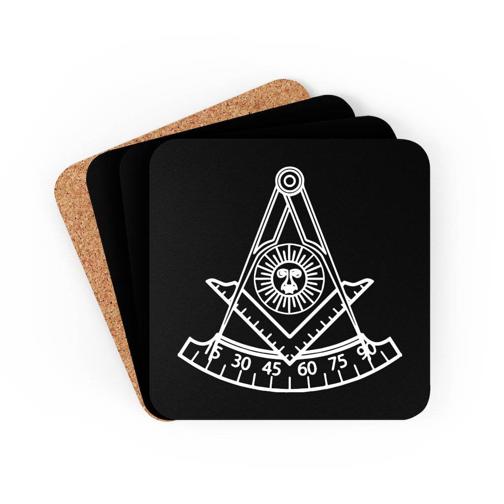 Past Master Blue Lodge Coaster - Black & White - Bricks Masons
