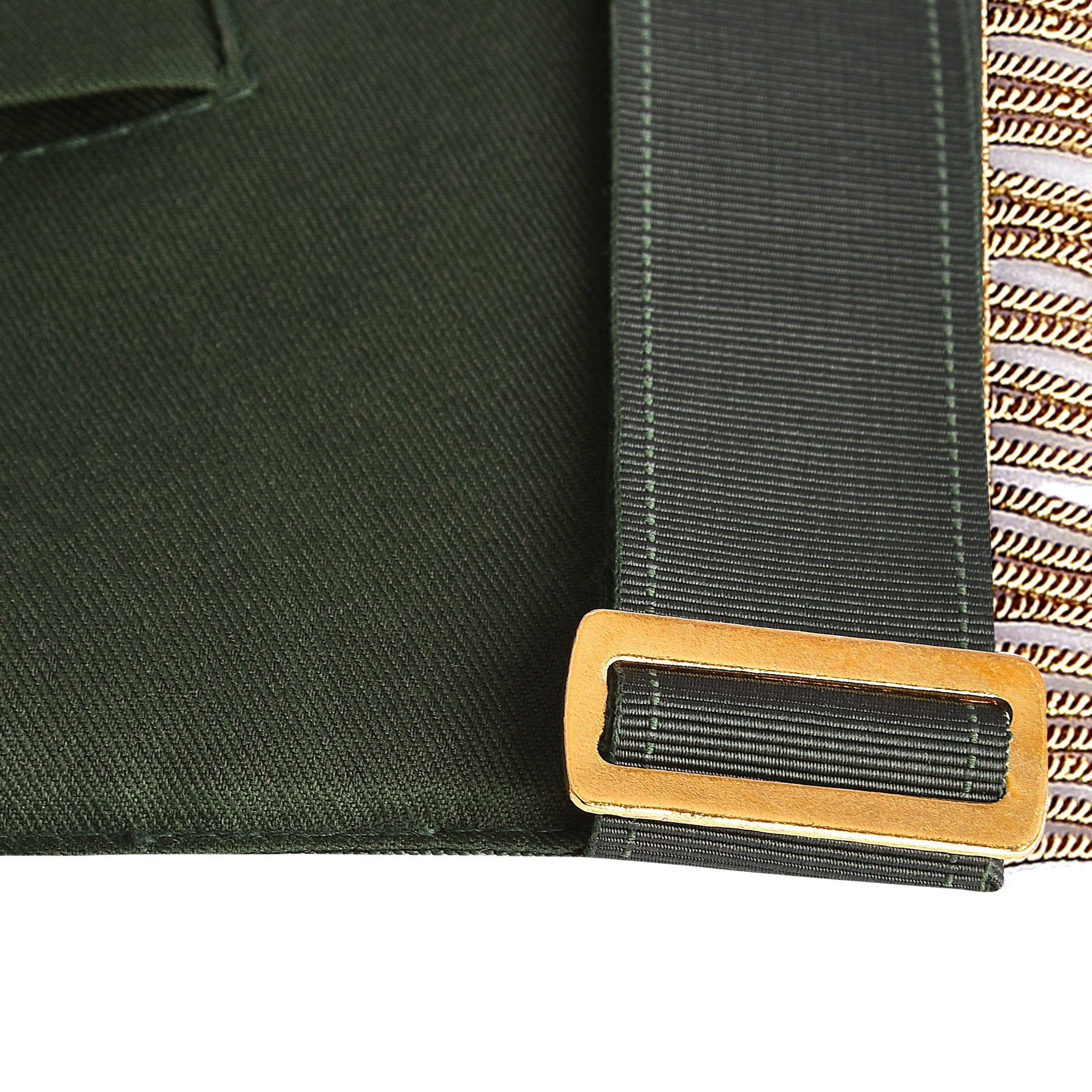 Past Sovereign Grand Master Allied Masonic Degrees Apron - Forest Green Velvet With Gold Fringe - Bricks Masons