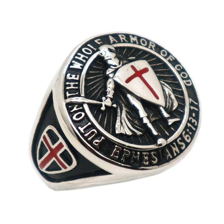 Knights Templar Commandery Ring - "Put On The Whole Armor Of God" Cross