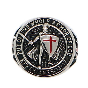 Knights Templar Commandery Ring - "Put On The Whole Armor Of God" Cross