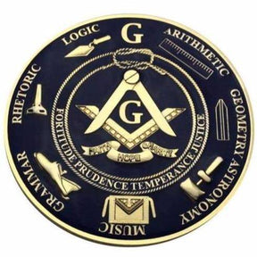 Master Mason Blue Lodge Car Emblem - Compass & Square G (Blue/Black) Medallion