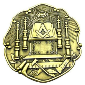 Master Mason Blue Lodge Car Emblem - Altar & Columns Gold Medallion