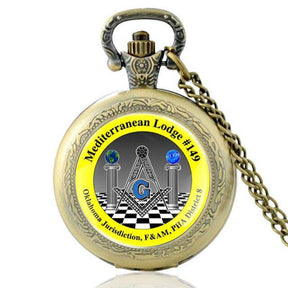 Master Mason Blue Lodge Pocket Watch - Square & Compass G