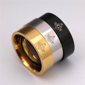 Master Mason Blue Lodge Ring - Square & Compass Straight Edge