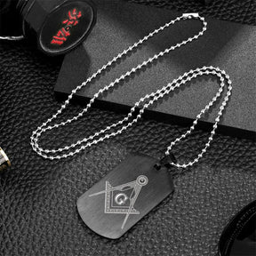 Master Mason Blue Lodge Necklace - Square & Compass G Stainless Steel