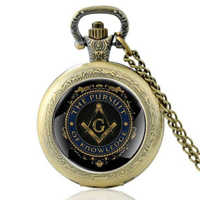 Master Mason Blue Lodge Pocket Watch - The Pursuit Of Knowledge Quartz