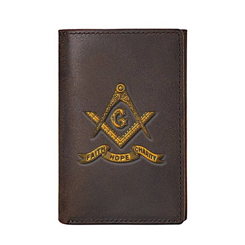 Master Mason Blue Lodge Wallet - Free and Accepted Masons & Card Holders Dark Brown