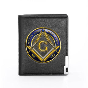 Master Mason Blue Lodge Wallet - Oleeta West Dade Lodge NO 145 Black & Brown