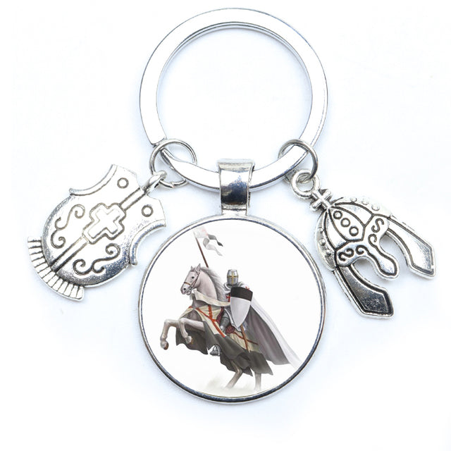 Knights Templar Commandery Keychain - Cross Round Crusader Sign (Various Designs) - Bricks Masons