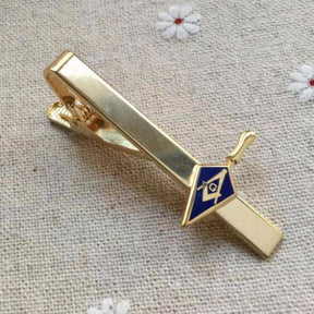 Master Mason Blue Lodge Tie Clip - Blue & Gold Trowel