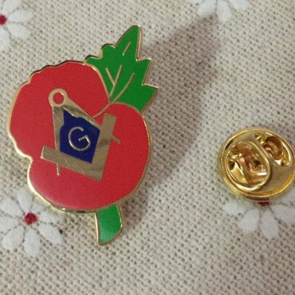 Master Mason Blue Lodge Lapel Pin - Square Compass G Crested Poppy