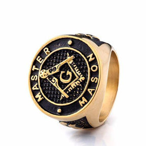 Master Mason Blue Lodge Ring - Stainless Steel Gold Color