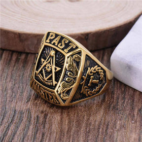 Past Master Blue Lodge Ring - Gold Stainless Steel