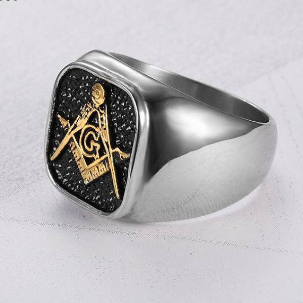 Master Mason Blue Lodge Ring - Classic Compass & Square