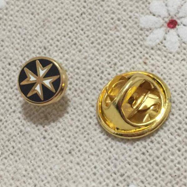 Order Of Malta Commandery Lapel Pin - 2pcs Black Enamel Maltese Cross