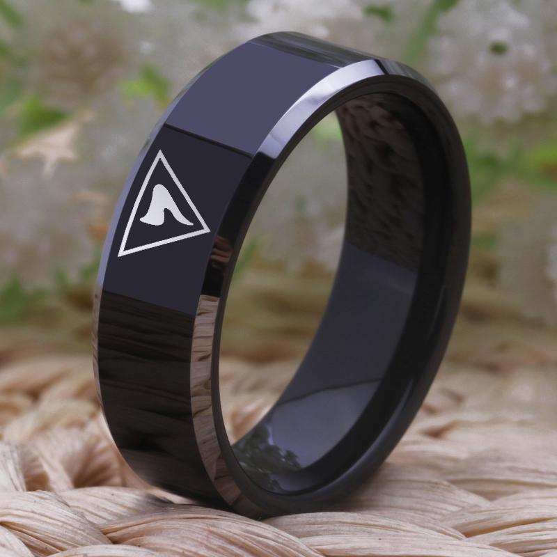 14th Degree Scottish Rite Ring - Black Tungsten Carbide Personalizable