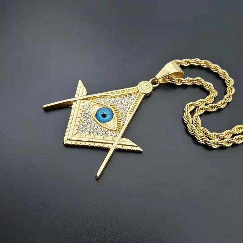 Master Mason Blue Lodge Necklace - Gold Stainless Steel