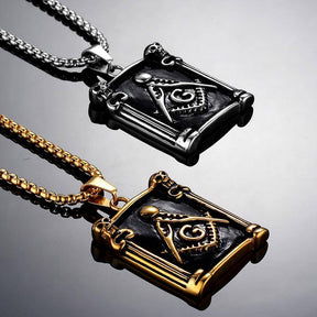 Master Mason Blue Lodge Necklace - Pillars Square Compass G