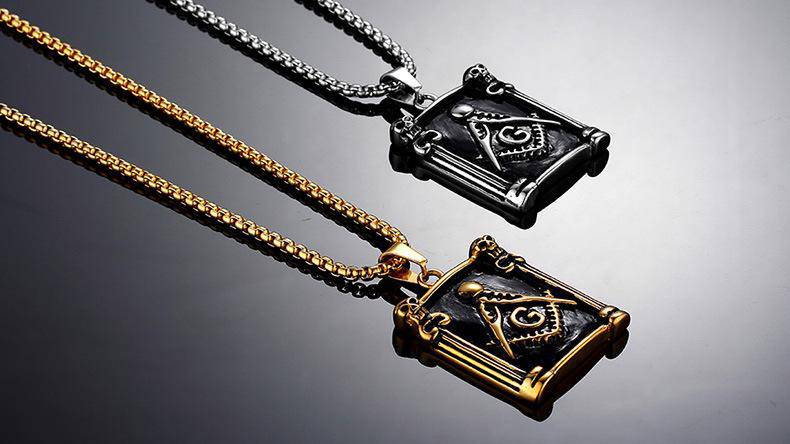 Master Mason Blue Lodge Necklace - Pillars Square Compass G