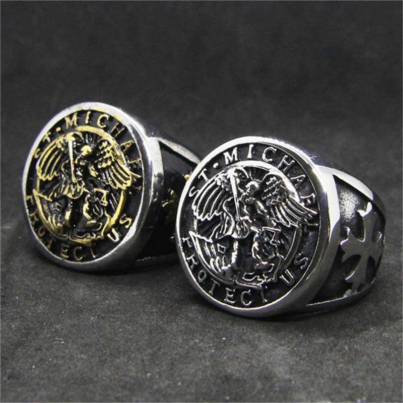 Knights Templar Commandery Ring - Saint Michael Protect Us Different Color