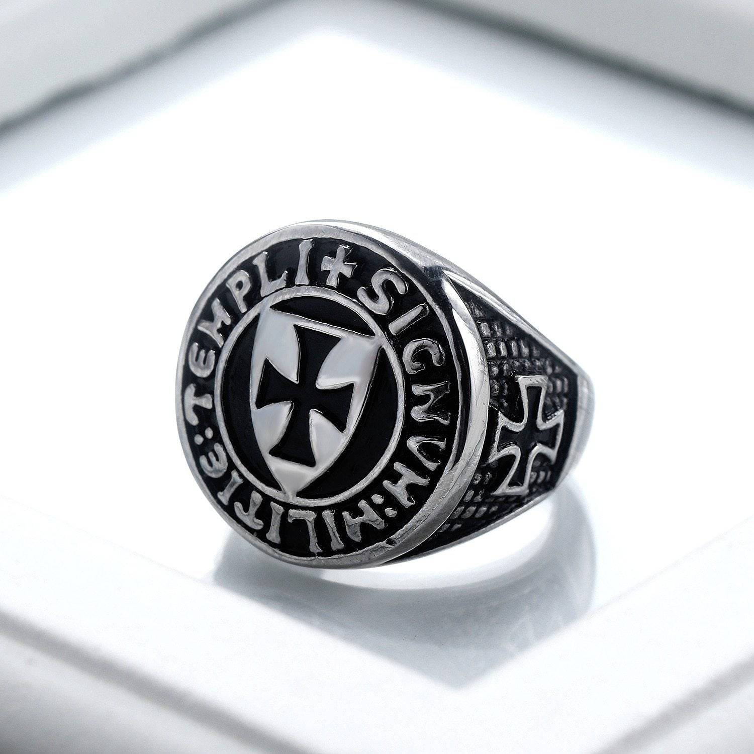 Knights Templar Commandery Ring - Cross Shield Stainless Steel