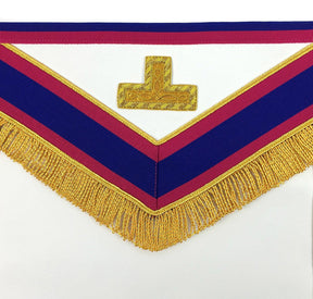 Provincial Mark English Regulation Apron - Pink & Blue with Gold Fringe - Bricks Masons