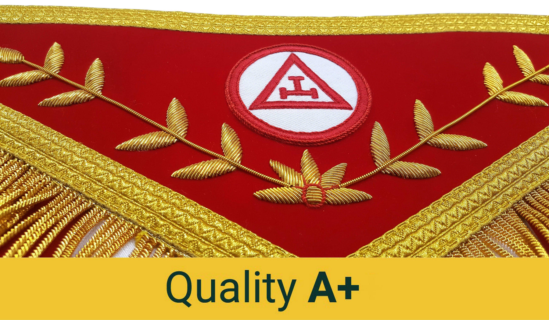 Royal Arch Chapter Apron - Red Triple Tau Insignia with Gold Fringe - Bricks Masons