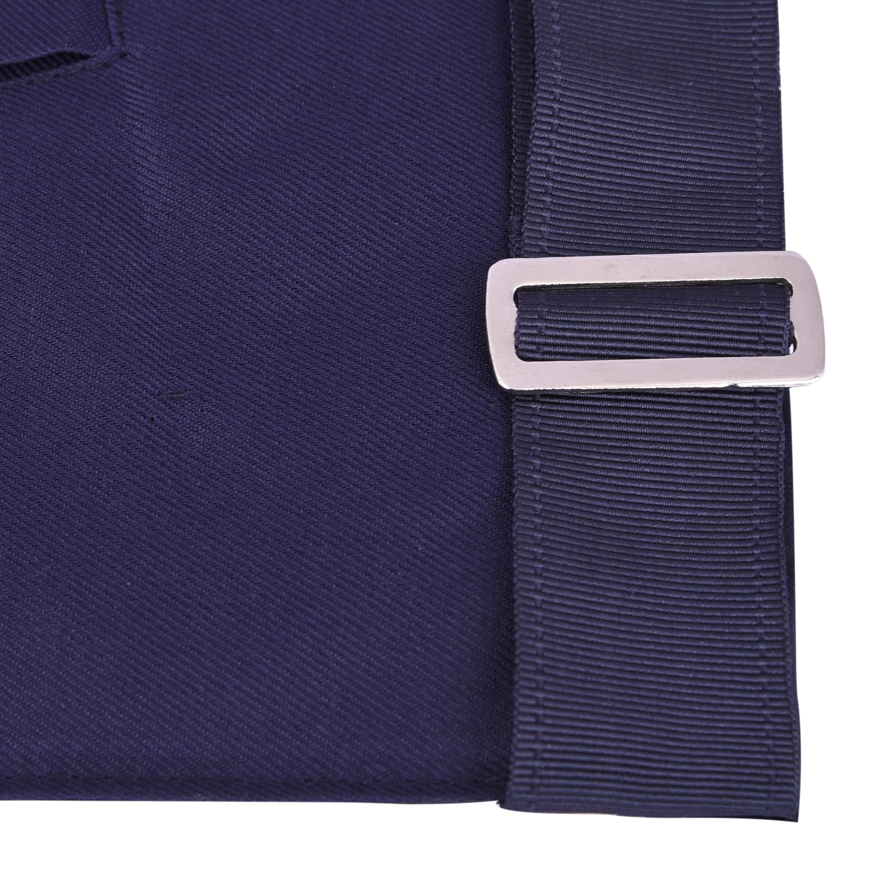 Senior Deacon Blue Lodge California Officer Apron - Navy Velvet With Silver Embroidery Thread - Bricks Masons