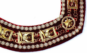 Shriners Chain Collar - Gold Plated with Rhinestones - Bricks Masons