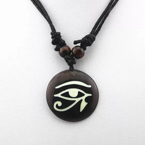 Ancient Egypt Necklace - Eye Of Horus Yak Bone Resin Pendant - Bricks Masons