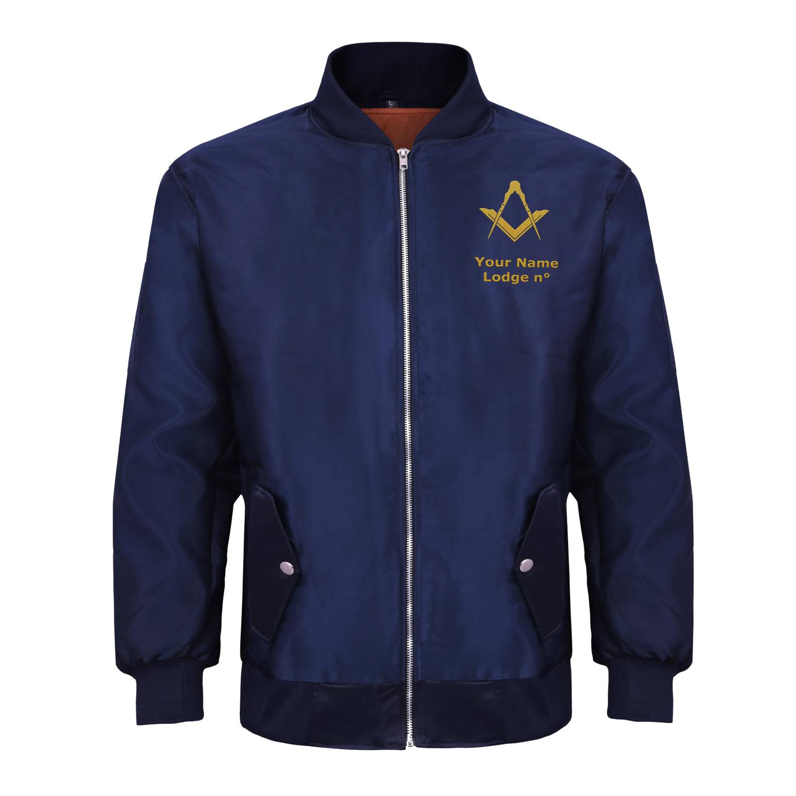 Master Mason Blue Lodge Jacket -  Nylon Blue Color With Gold Embroidery - Bricks Masons