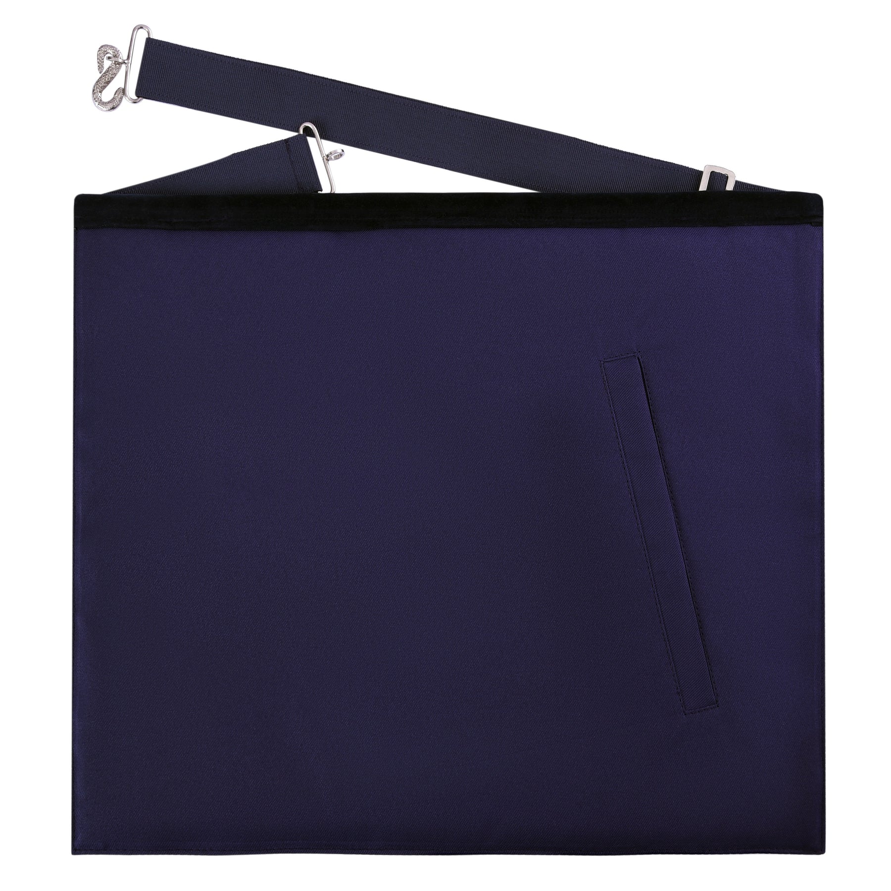 Tyler Blue Lodge Officer Apron - Navy Velvet With Silver Embroidery Thread - Bricks Masons