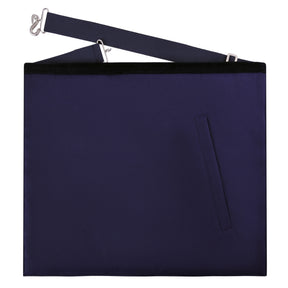 Tyler Blue Lodge Officer Apron - Navy Velvet With Silver Embroidery Thread - Bricks Masons