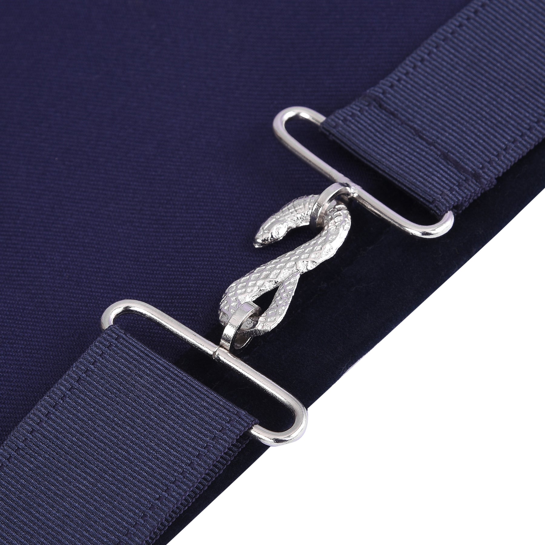 Tyler Blue Lodge Officer Apron - Navy Velvet With Silver Embroidery Thread - Bricks Masons