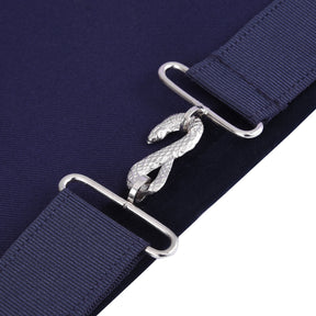 Tyler Blue Lodge Officer Apron - Navy Velvet With Silver Embroidery Thread - Bricks Masons