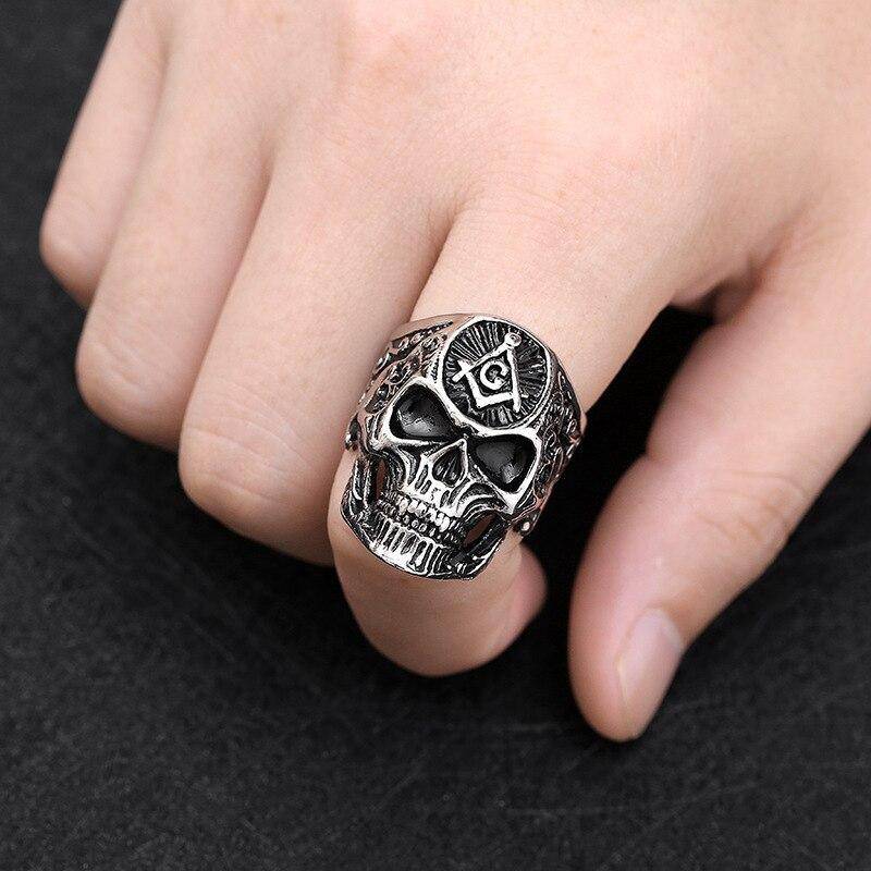 Widows Sons Ring - Silver Skull Vintage Gothic - Bricks Masons