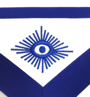 Worshipful Master Blue Lodge Officer Apron - Royal Blue Wreath Embroidery - Bricks Masons