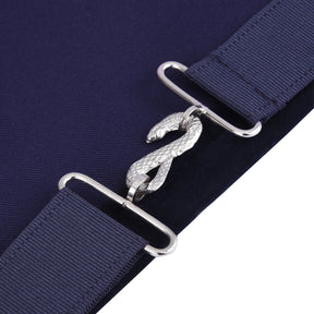 Worshipful Master Blue Lodge Officer Apron - Kenton Lodge Navy Velvet With Silver Embroidery Thread - Bricks Masons