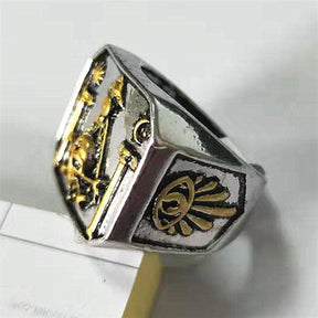 Widows Sons Ring - Silver with Gold Skull - Bricks Masons