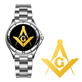 Master Mason Blue Lodge Wristwatch - Stainless Steel - Bricks Masons