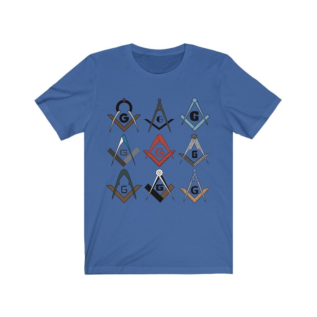 Master Mason Blue Lodge T-Shirt - Square & Compass G 4 Colors - Bricks Masons