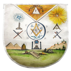 Hand-Painted Apron - The Secret Teachings of All Ages, Manly P. Hall, 1928 - Bricks Masons