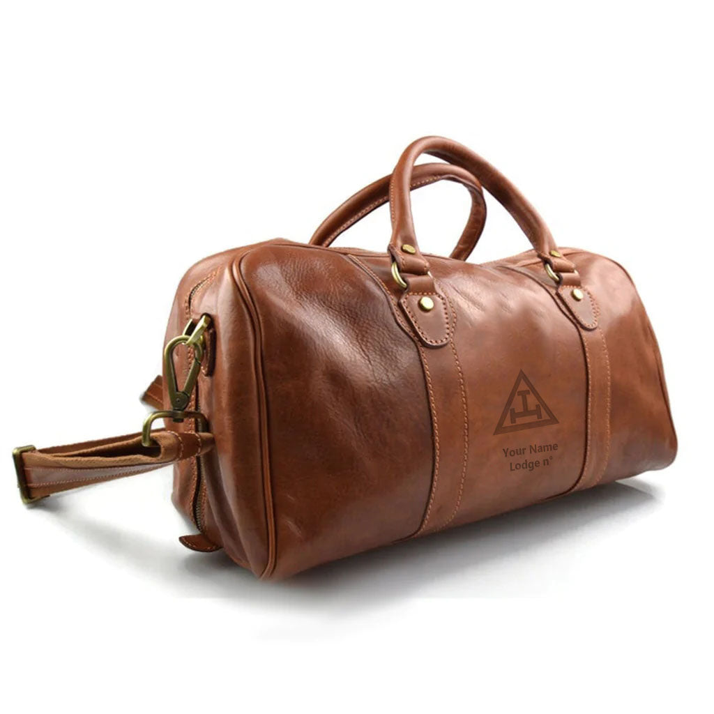 Royal Arch Chapter Travel Bag - Genuine Matte Brown Leather - Bricks Masons