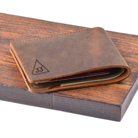 33rd Degree Scottish Rite Wallet - Handcraft Leather - Bricks Masons