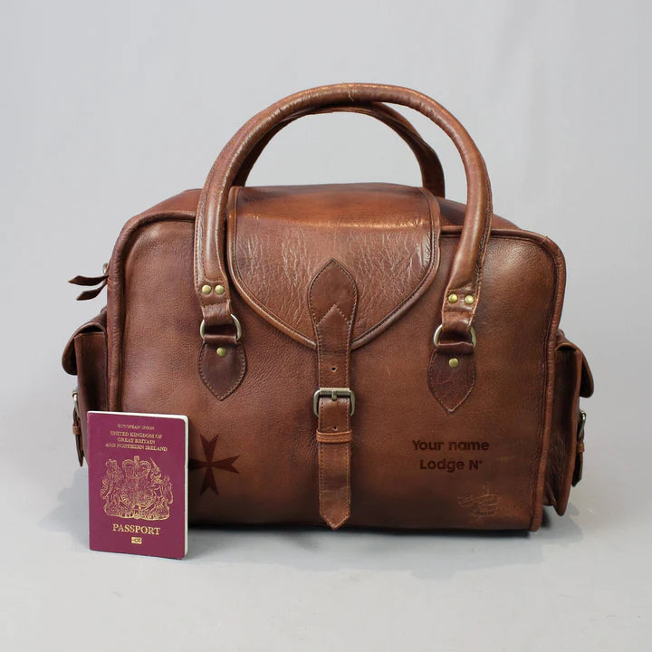 Order of Malta Travel Bag - Vintage Brown Leather - Bricks Masons