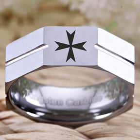 Order of Malta Commandery Ring - Tungsten Carbide - Bricks Masons