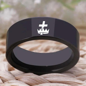 Knights Templar Commandery Ring - Black Tungsten - Bricks Masons